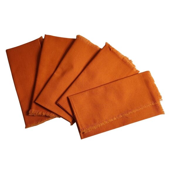 Set Of 5 Orange Cotton Cloth Napkins 14"x14" Eco-Friendly Reusable For Dining - Picture 1 of 4